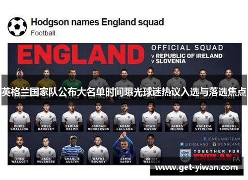 英格兰国家队公布大名单时间曝光球迷热议入选与落选焦点